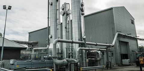 Wessex Water waste treatment plant with industrial pipework